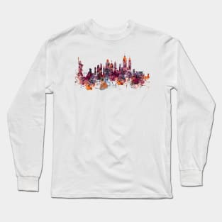 New York skyline watercolor Long Sleeve T-Shirt